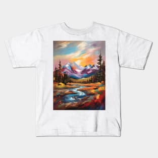 Mountains and autumn river Kids T-Shirt